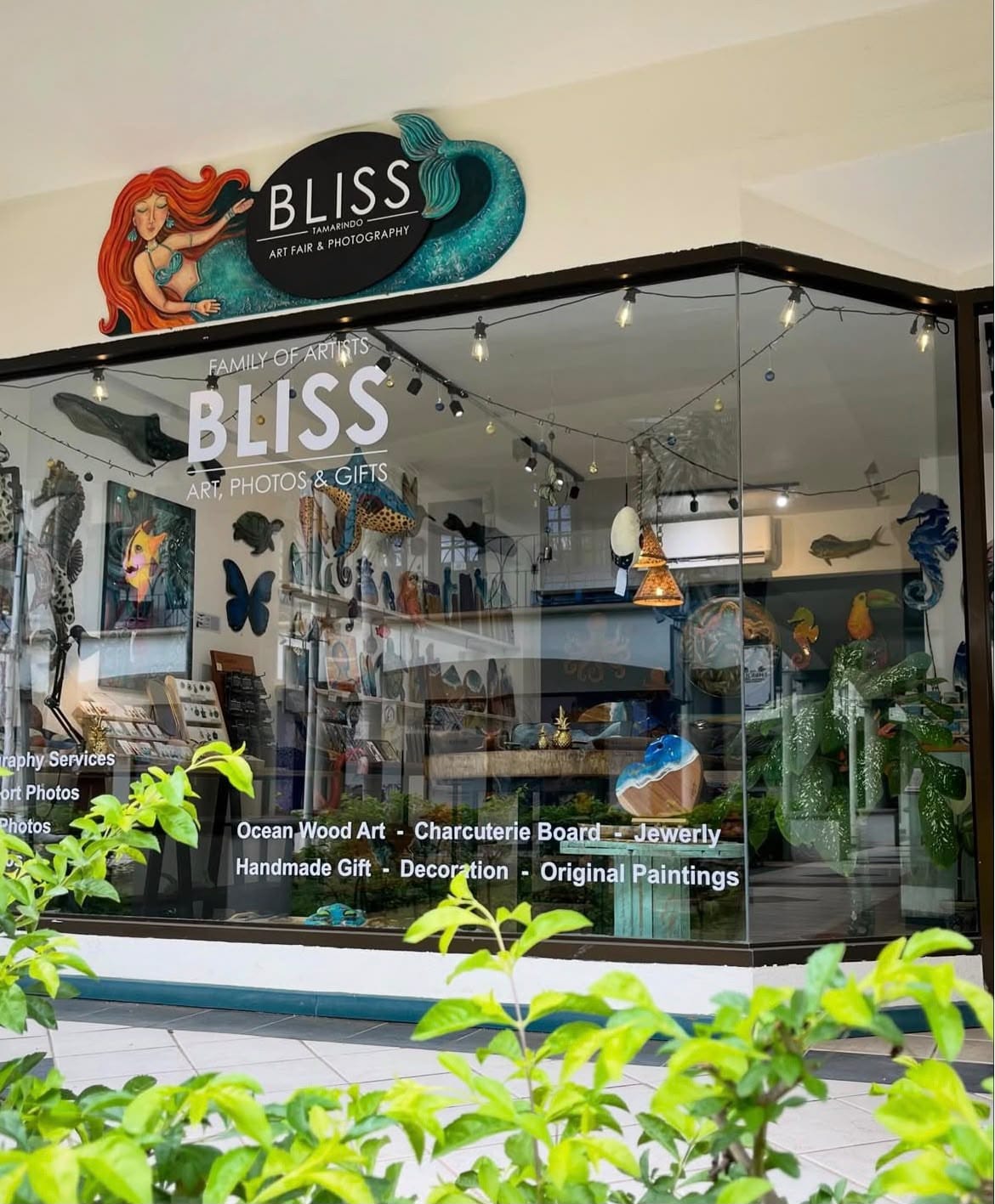Vidriera de la galería BLISS Tamarindo en Plaza Conchal